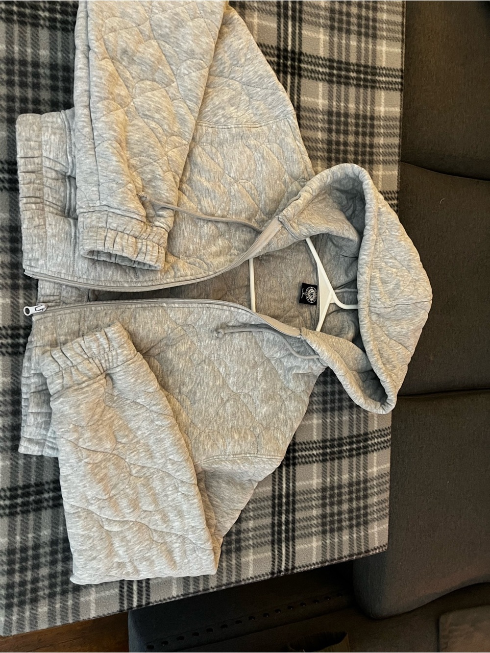 PacSun Quilted Hooded Jacket - Light Gray